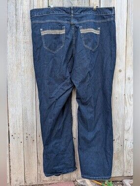 Just My Size JMS Dark Blue Denim Jeans Contrast Back Pocket Stitching 24W Plus